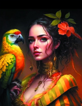 Девушка с попугаем Ара