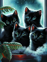 Четыре черных котёнка