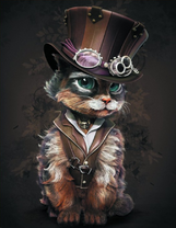 Серый кот в стиле стимпанк