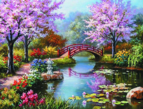 Красивый уголок у озера в парке