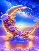 Неимоверная композиция с морем, луной и цветами