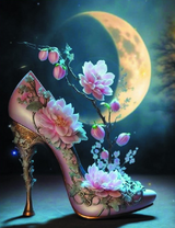 Туфелька с цветов на фоне луны
