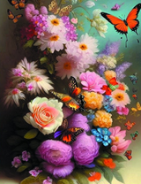 Неимоверный букет и много бабочек