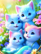 Семья белых милых котят