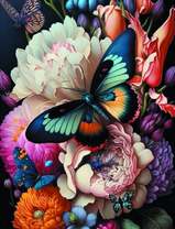 Бабочки на красивом букете