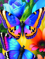 Красивые перламутровые бабочки и цветы