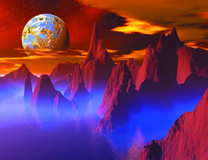 Планета над красными горами