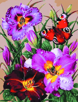 Красивые цветы и красная бабочка