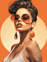 Экстравагантная девушка в круглых очках