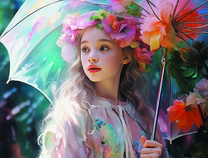 Юная девчонка в цветочном венке