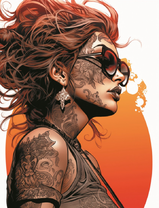 Стильная девушка в татуировках