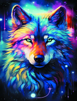 Портрет разноцветного волка