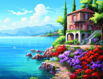 Высокий дом у берега