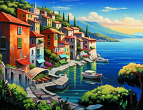 Дневной город на берегу моря