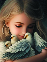 Девочка с голубями