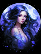 Темноволосая красавица на фоне полной луны