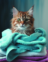 Котёнок мейкуна на полотенцах