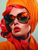 Стильная дама в оранжевом наряде