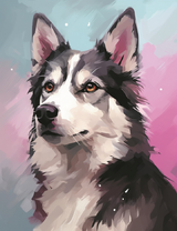 Собачка на розовом фоне