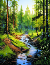 Чистая речушка в лесу