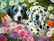 Два пса среди цветов