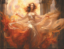 Воздушная девушка среди колон