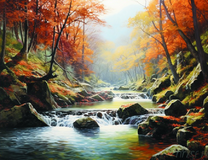 Бурная река в осеннем лесу