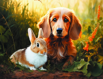 Собака и кролик