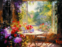 Уютная веранда наполнена цветами