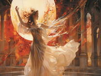 Прекрасная девушка среди римских колон