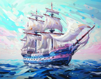 Большой корабль с белоснежными парусами