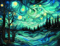 Ночной пейзаж в оригинальной технике