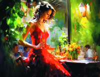 Алмазная вышивка «Милая девушка с бокалом шампанского»