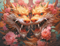 Двухголовый деревянный дракон