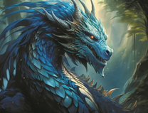 Сапфировый дракон в густом лесу