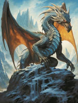 Западный дракон среди высоких гор