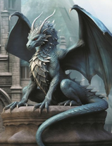 Каменный дракон на пьедестале