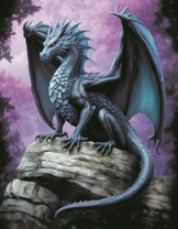Огромный дракон на фоне фиолетового неба