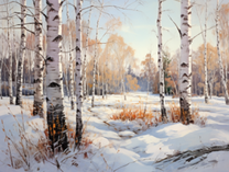 Первый снег в березовой роще