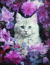 Кот в сиреневых цветах