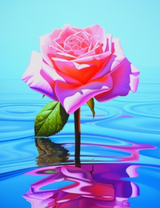 Розовая роза в воде