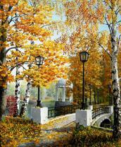 Осенний парк и каменный мост