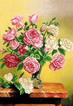 Букет роз в хрустальной вазе