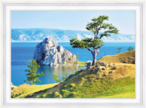 Дерево на холме у широкой реки