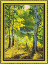 Красивые берёзки у речки