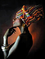 Чернокожая девушка с ярким головным убором