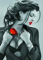 Девушка в откровенном наряде и с розой