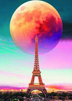 Эйфелева башня и огромная луна