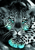 Черно-белый грустный леопард