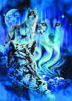 Волки в горах среди ночи